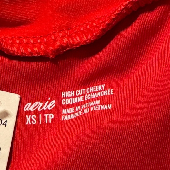 Aerie Red  High Cut Cheeky Bikini Bottoms - Picture 6 of 6